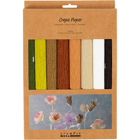 Creativ company crepepapir, ark 25x60 cm, crepeforhold: 180%, 105 gr, natur, 8 ark 1 æske