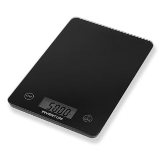 Inventum ws305b - digital køkkenvægt - 1 gr til 5 kg - tarafunktion - glasoverflade - inklusive batteri - sort glas