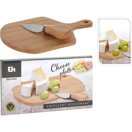 Fremragende husholdnings ostebord bambus 20x13cm med ostekniv