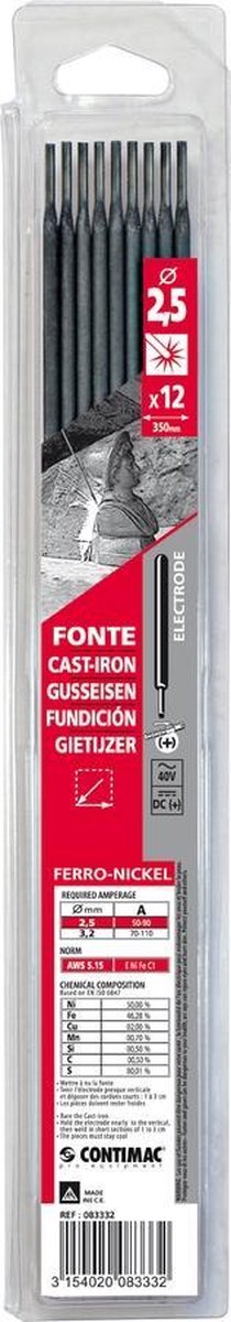 Gys guss svejseelektrode 12 stk. (ø x l) 2,5 mm x 350 mm 50 - 90 a