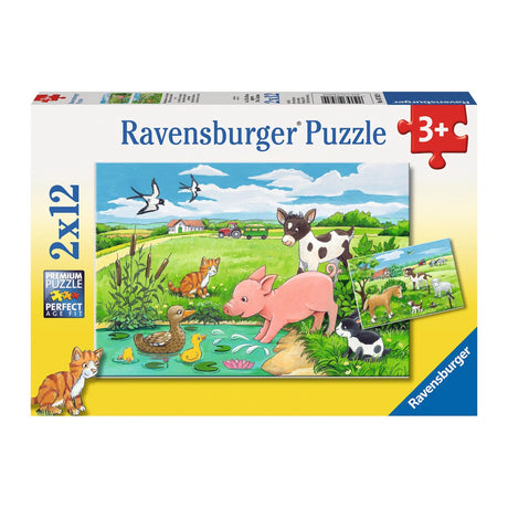 Ravensburger puslespil unge dyr på landet - 2x12 brikker - børnepuslespil