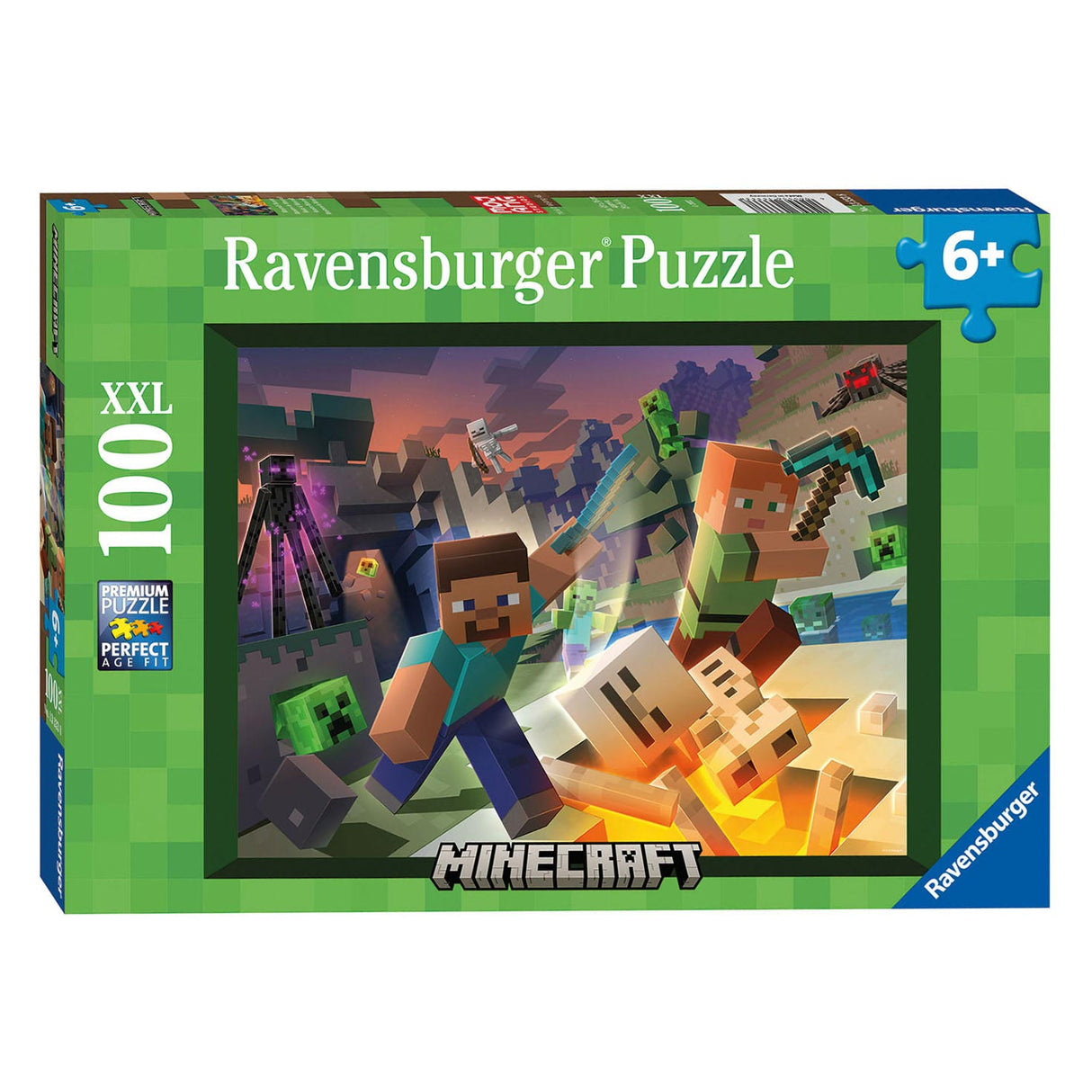 Ravensburger puslespil monster minecraft - puslespil - 100 xl brikker