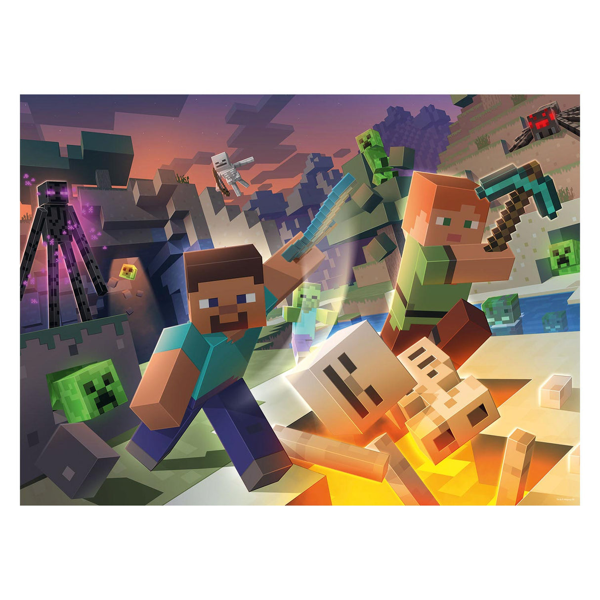 Ravensburger puslespil monster minecraft - puslespil - 100 xl brikker