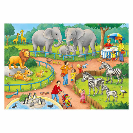 Ravensburger puslespil en dag i zoologisk have - 2x24 brikker - børnepuslespil