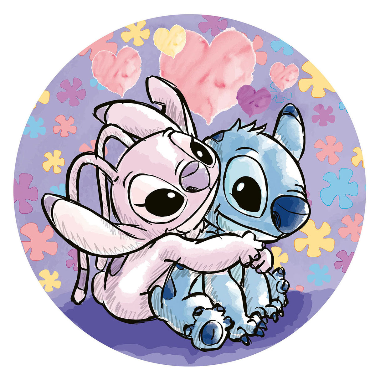 Ravensburger rundt puslespil disney stitch - puslespil - 500 brikker