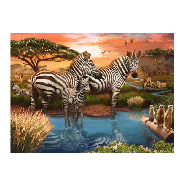 Ravensburger puslespil zebraer ved vandhullet, 500 brikker