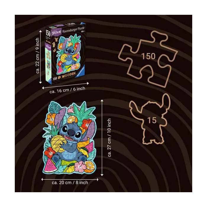 Ravensburger træpuslespil disney stitch - puslespil - 150 brikker