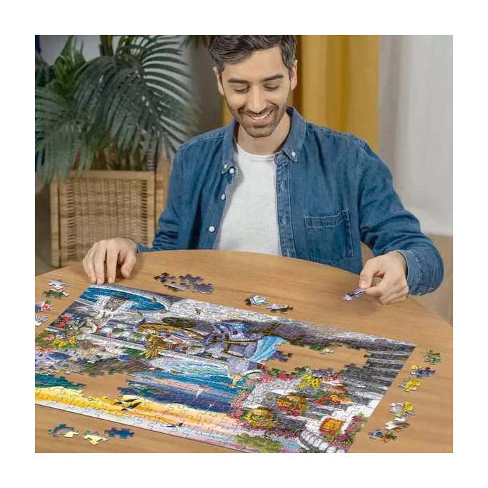 Ravensburger puslespil santorini solnedgang - puslespil - 300 brikker i stort format