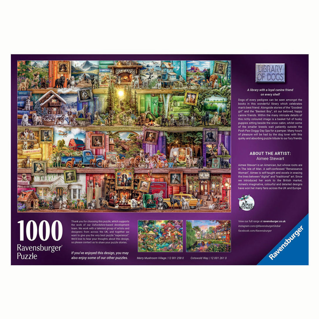 Ravensburger - hundenes bibliotek - puslespil - 1000 brikker