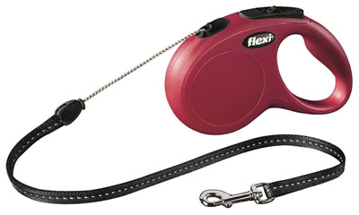 Flexi produkter optrækbar linje ny klassisk ledning rød s 5 meter op til 12 kg