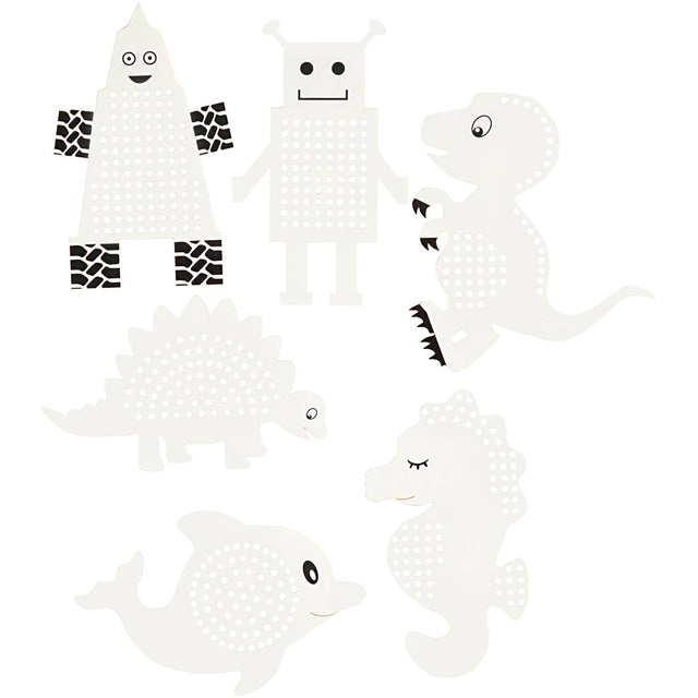 Creativ virksomhed https: www.cchobby.nl cross-stitching-cardboard-animals-robots-h-8-13-cm-w-8-13-cm-white-6x3-piece-1-box
