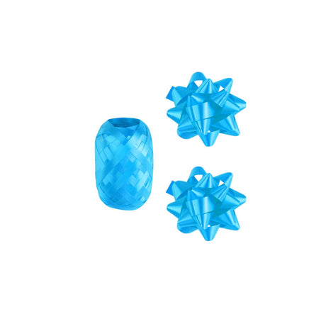 Paperdreams cadeauversieringset - baby blauw 2 strikken met 20 meter krullint