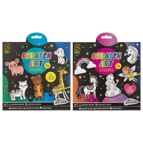 Grafix scratch art stickers - fantasy world, 6 stk.