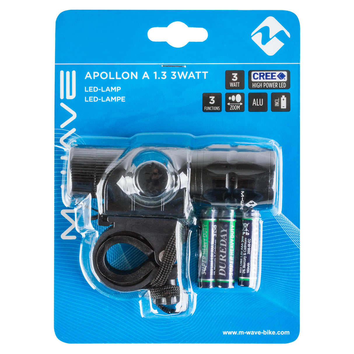M-wave apollon en 1,3 3 watt batteri frontlygte