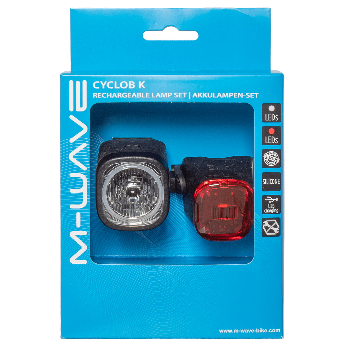 M-wave cyclob k genopladeligt batteri belysningssæt