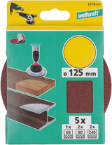 Wolfcraft selvklæbende slibeskiver | k60, k80, k240 | ø125mm | 5 stk - 2216000