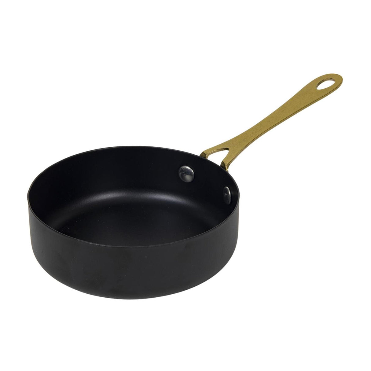 Gourmetten, mini gryde sort med guld håndtag dia.11x3,5cm