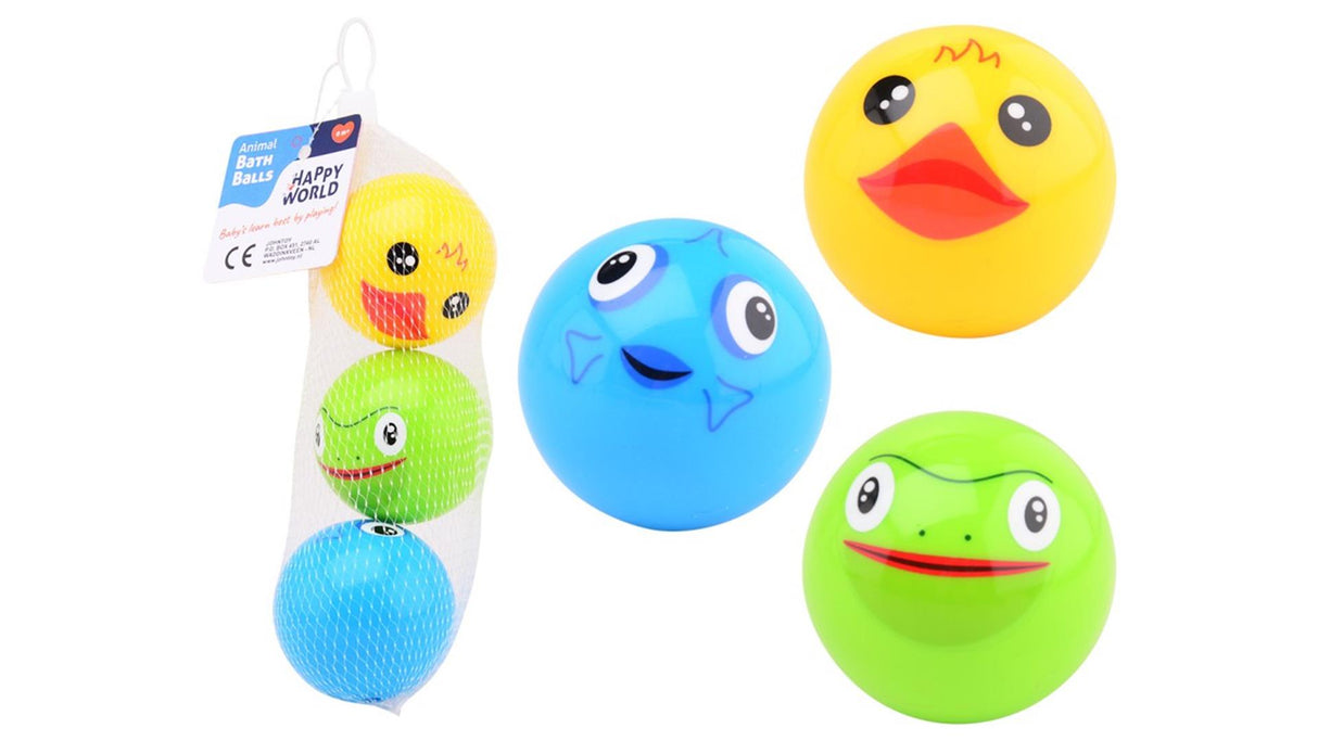 Johntoy happy world animal badelegetøj i net, 3 stk