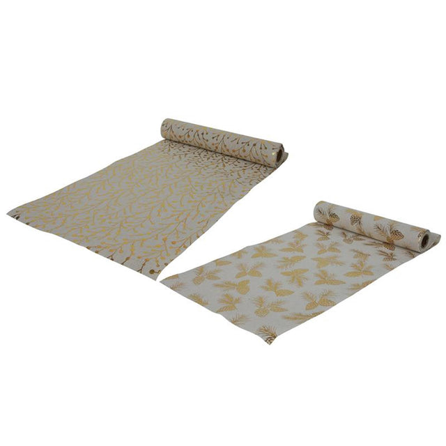 Svenska living bordløber 275x28cm, guld i bomuldslook