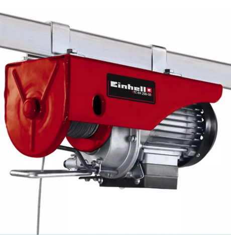 Einhell el-kabeltalje tc-eh 500 - 800 w - 250 kg ved 11,5 m - 500 kg ved 5,7 m (med remskive) - nødstop - automatisk bremse - inkl. remskive