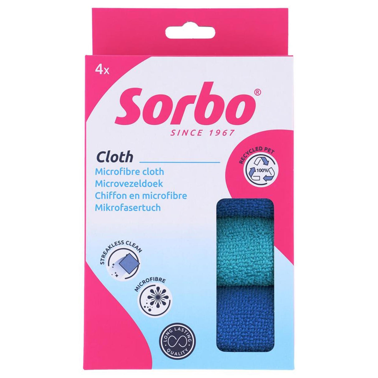 Sorbo genbrugte mikrofiberklude 35x35cm sæt med 4 stk