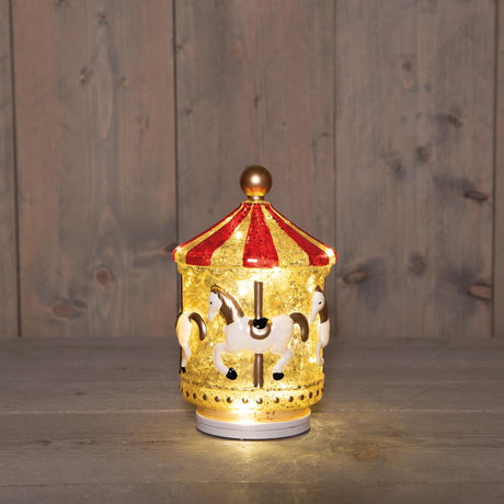 Anna's collection carousel met led opvoet glas met timer, werkt op batterij en usb c 13x20,5cm