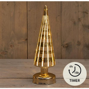 Annas kollektion LED juletræ glasrude guld 9x30cm
