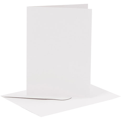 Creativ firmakort og kuverter, kortstørrelse 10,5x15 cm, kuvertstørrelse 11,5x16,5 cm, 110+230 gr, hvid, 6 sæt 1 æske