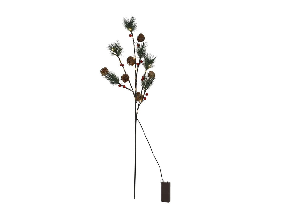 Svenska living branch 'rød bær, pinjeblad' 20led 75cm ekskl. 2xaa batteri