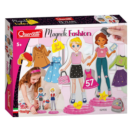Quercetti magnetisk modepåklædningsdukke bedste venner - 57 stykker.