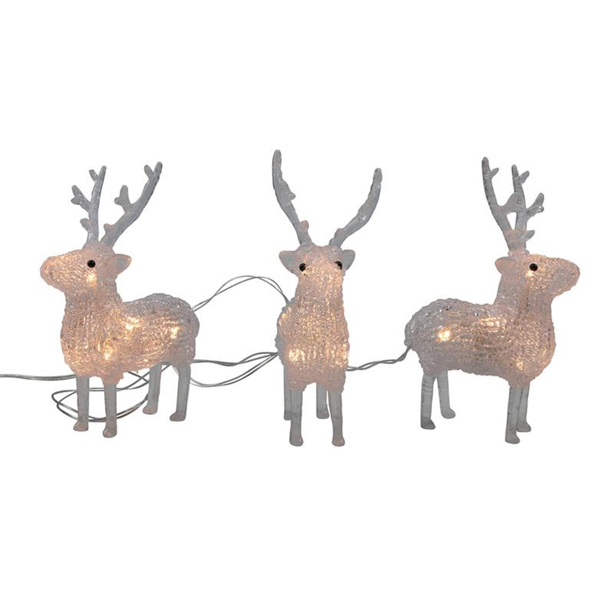 Svenska living reindeer akryl 17cm x3 warmled ip44 b o med timer 3xaa