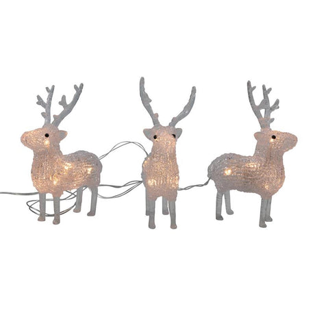 Svenska living reindeer akryl 17cm x3 warmled ip44 b o med timer 3xaa