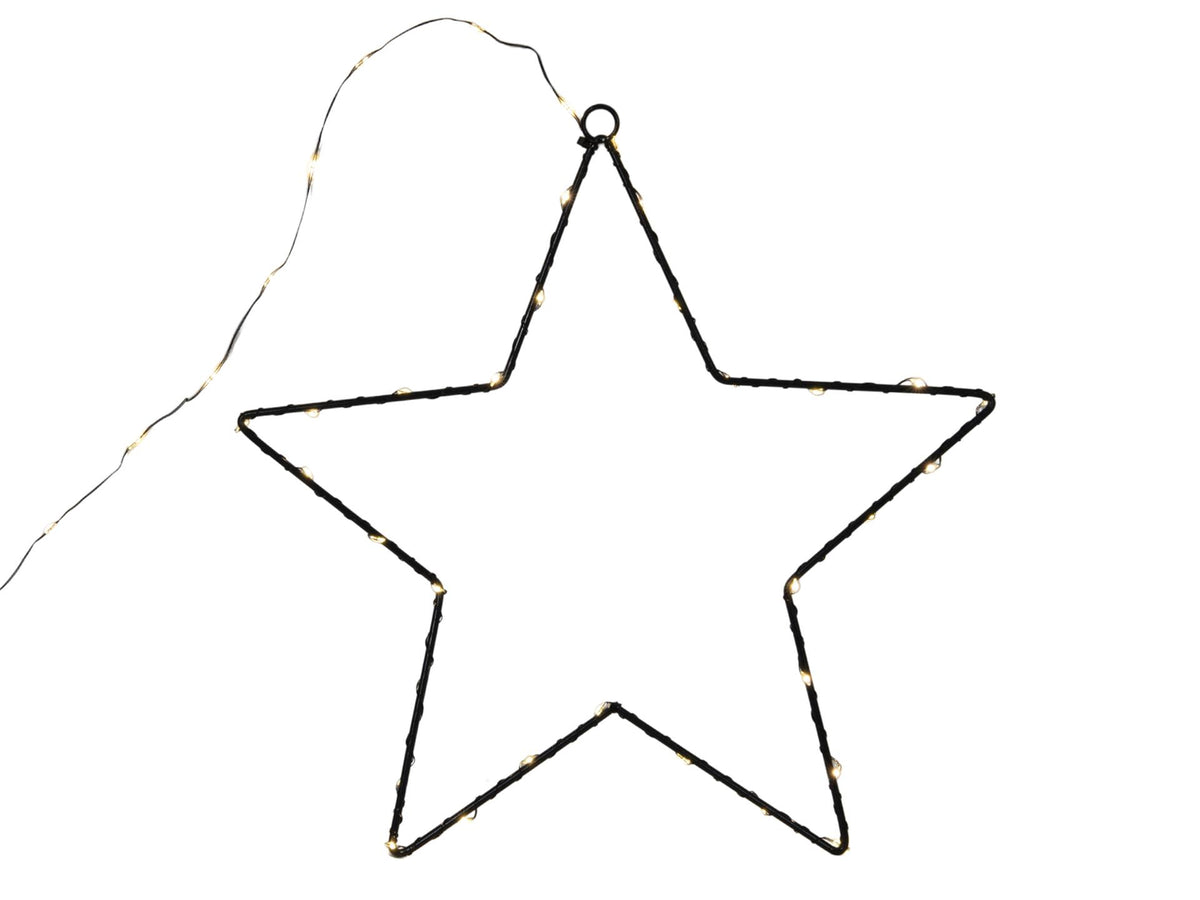 Svenska levende stjerne metal sort 30cm 40 lamper varm LED