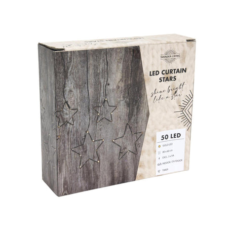 Svenska living LED gardin stjerne sort med timer 80x60cm