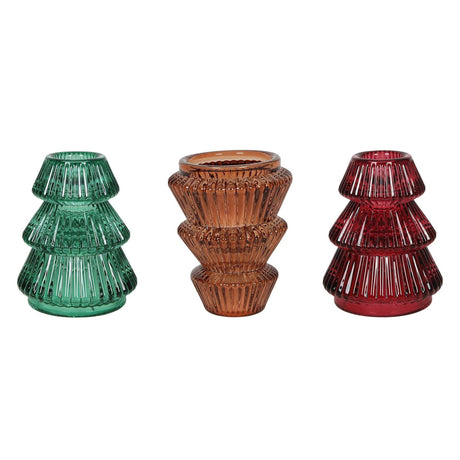 Svenska living lysestage juletræ 2-vejs glas ø6,5x8cm