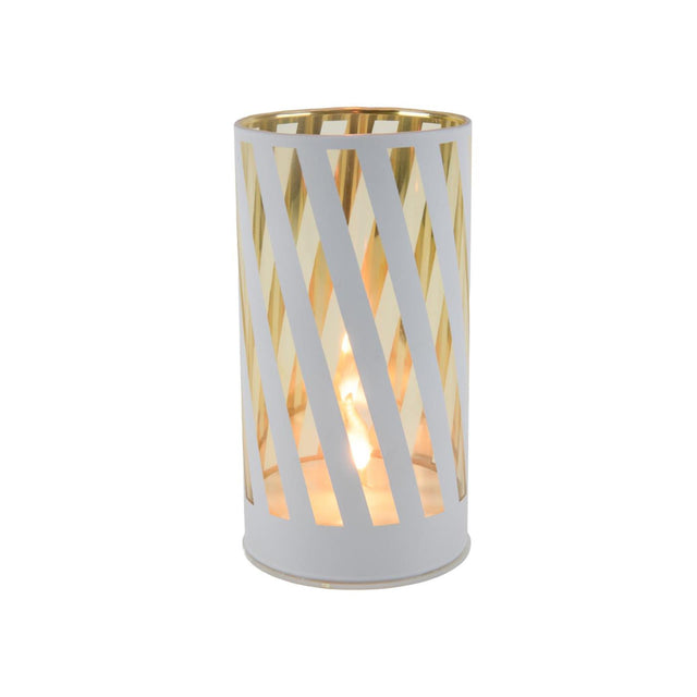 Svenska living cilinder led lichtje met vlam effect stripe wit ø8x15cm