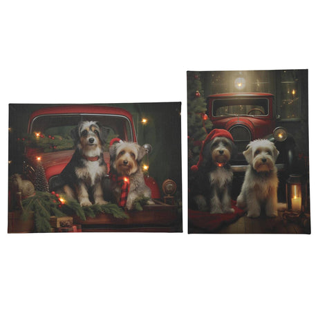 Svenska living led julelærred hunde 2xaa 30x40cm