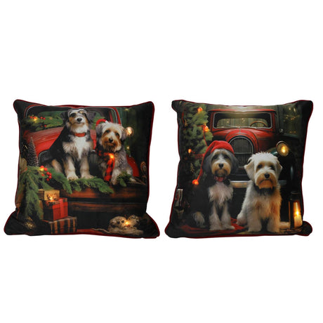 Svenska living led julehynde hunde 2xaa 40x40cm 2 assorteret