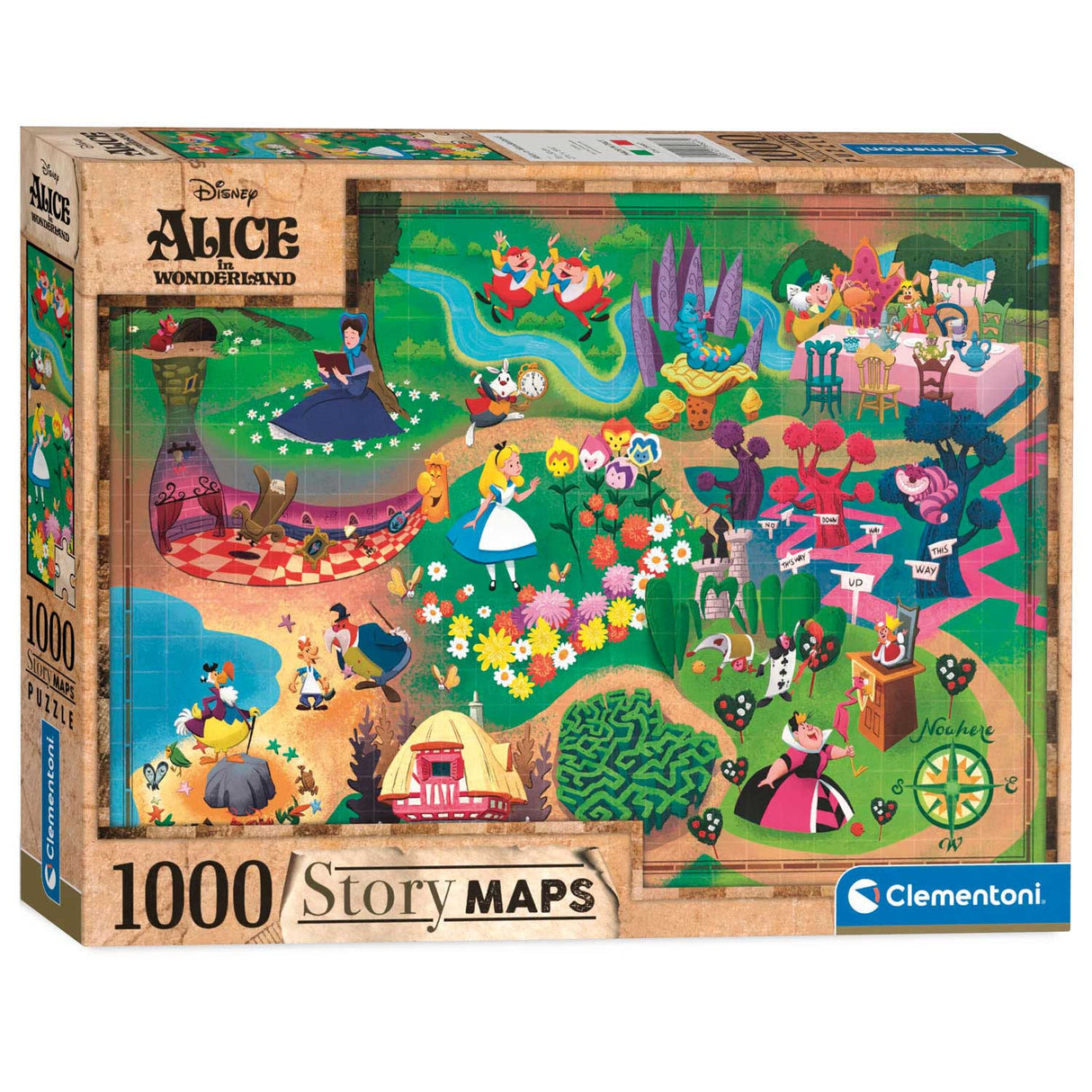 Clementoni World Map Puzzle Alice i Eventyrland, 1000st.