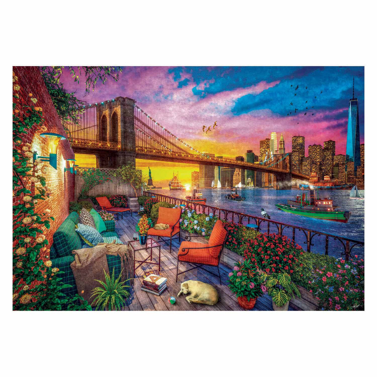 Clementoni puslespil manhattan balkon solnedgang, 3000 stk.