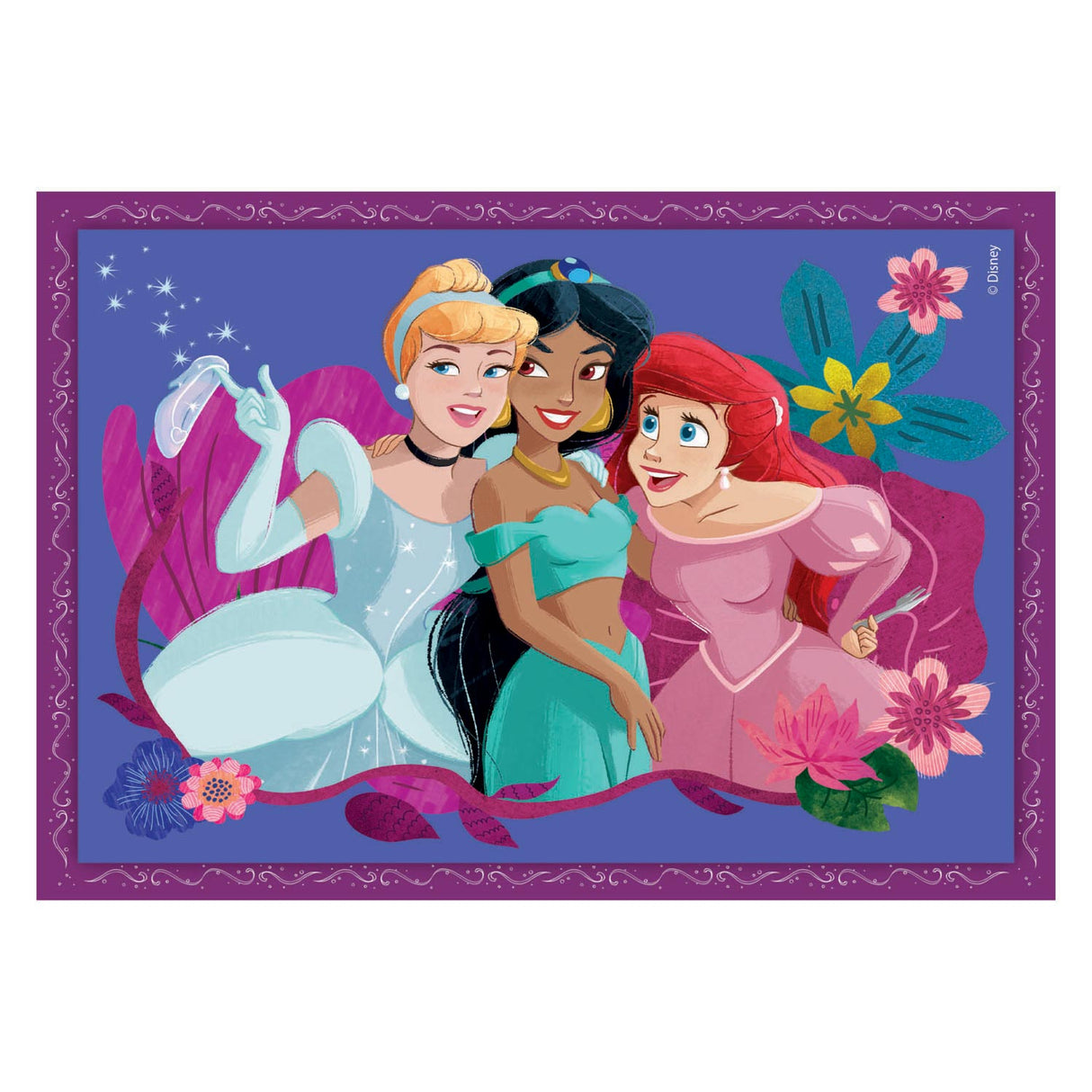 Clementoni - puslespil - 4 puslespil i 1 æske - disneyprinsesse - puslespil til børn - superfarve