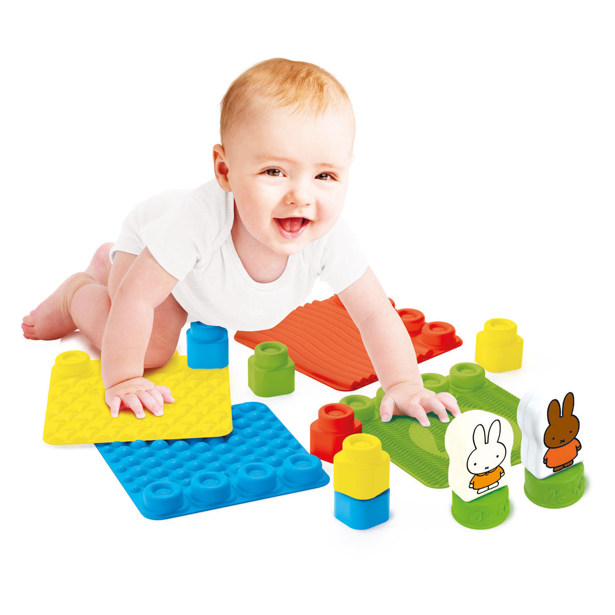 Clementoni soft clemmy - Miffy sansesti - sanselegetøj - legemåtte - babyklodser og legemåtte - med stableklodser i blød skum - 6 - 36 måneder