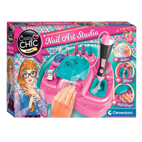 Clementoni crazy chic - neglestudie til børn - børne neglelak med klistermærker, glitter og negletørrer - fra 6 år
