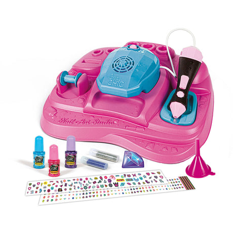 Clementoni crazy chic - neglestudie til børn - børne neglelak med klistermærker, glitter og negletørrer - fra 6 år