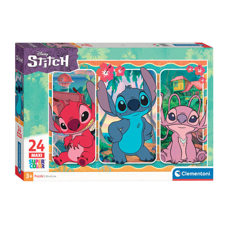 Clementoni Jigsaw Puzzle Super Color Maxi Disney Stitch, 24st.