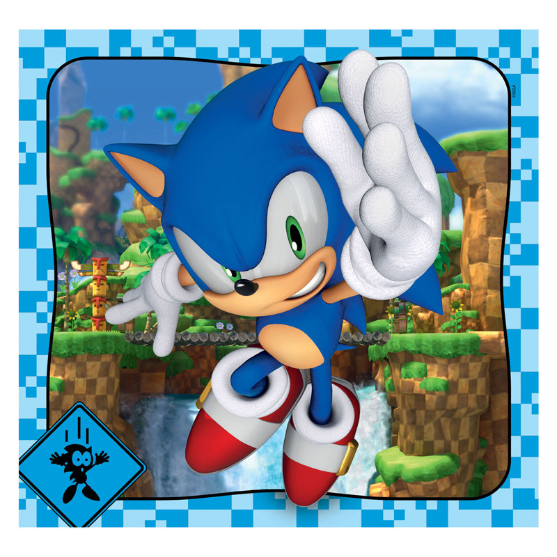 Clementoni - puslespil - 3x48 brikker - sonic the hedgehog - puslespil til børn - fra 5 år