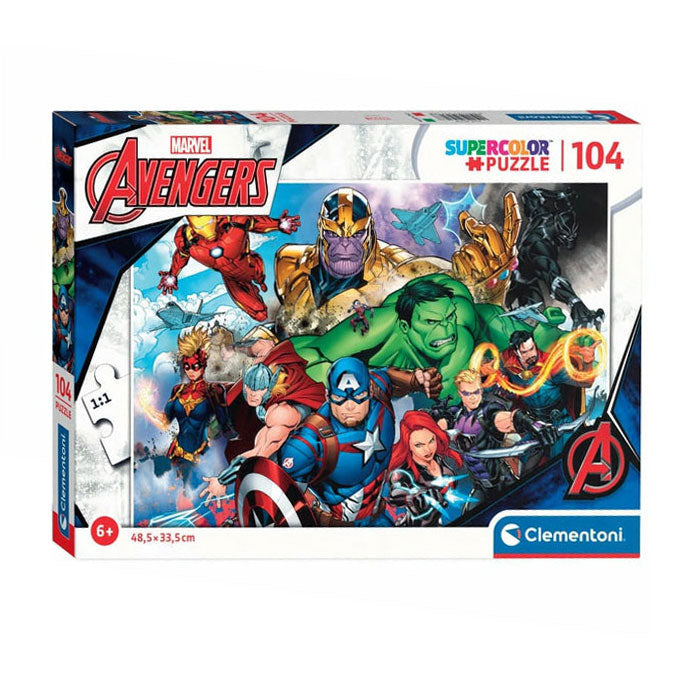 Marvel clementoni puslespil super farve avengers, 104 stk.