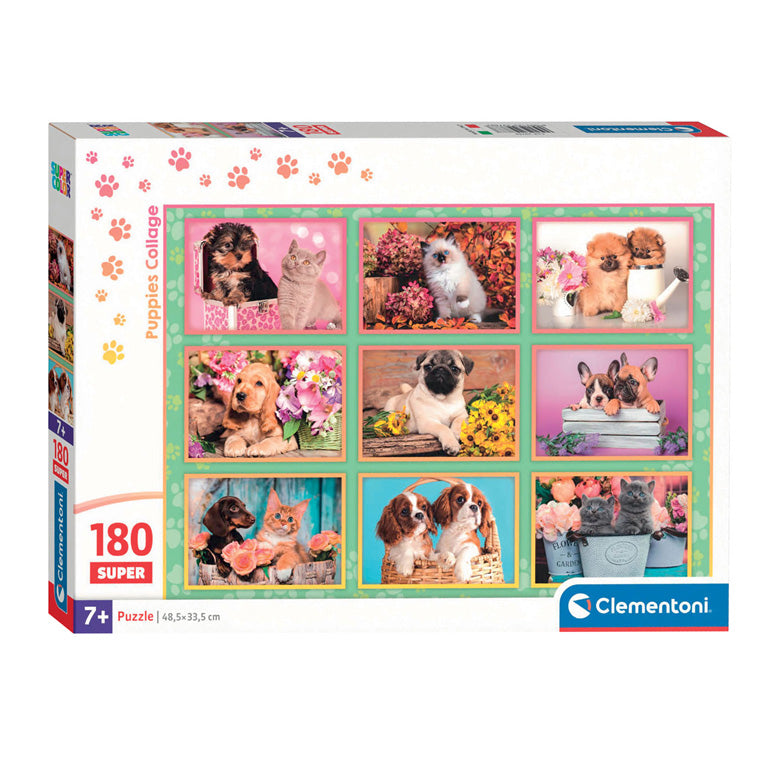 Clementoni Jigsaw Puzzle Super Color hvalpe Collage, 180st.