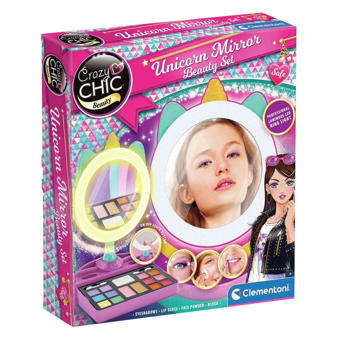 Clementoni crazy chic - lysspejl - makeupspejl til børn - opbevaring af make-up - fra 6 år