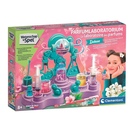Clementoni videnskab og spil - parfumelaboratorium - parfumefremstilling - eksperimentboks - dufte og farvestoffer - med tilbehør - fra 8 år